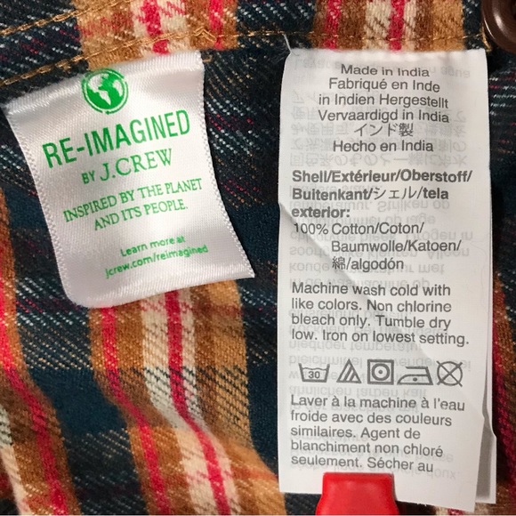 J. Crew Cotton Plaid Flannel Long Sleeve Button Up Shirt Midweight Men’s XL - Picture 11 of 11